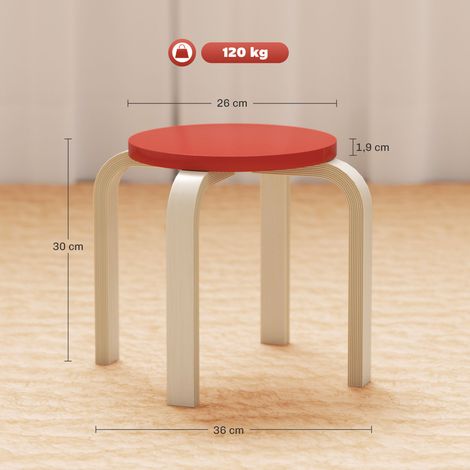 tabourets empilables avec patins en feutre, contreplaqué de bouleau, laqué, multicolore (1/5)