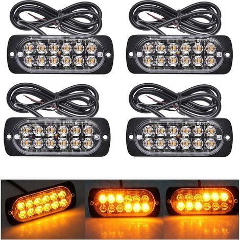 4pcs 12LED Feu Stroboscopique Urgent Bleu Feux de Gabarit Latéraux Voiture 12V 24V Barre Lumineuse LED Balise Clignotante de Sécurité pour Remorque Utilitaire Bateau Tracteur Véhicule (1/5)