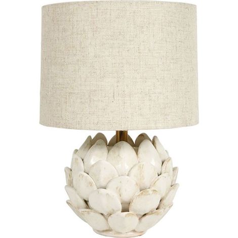Lampe à poser pétales en céramique beige – Douille E14 Max. 40W – Dimensions D. 20 x H. 30 cm – Poids 1,5 kg – Ostaria (1/5)