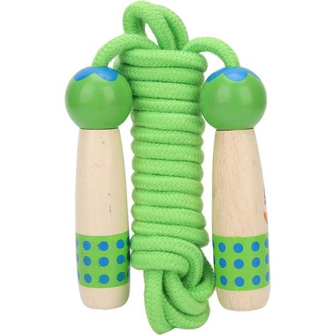 Corde à sauter en bois 3m verte - Sport fitness enfant, étudiant, jouet extérieur - Saut à la corde (1/5)
