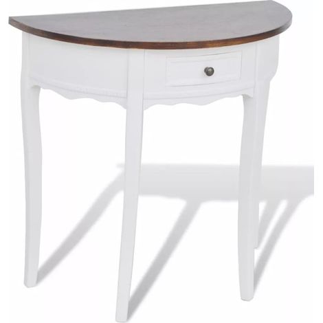 Console 1 tiroir bois foncé et pin massif blanc Karmen (1/4)