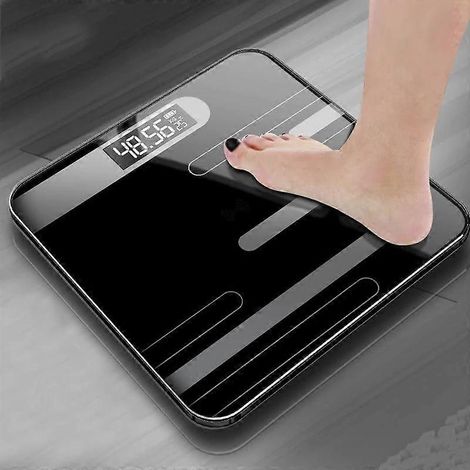 Pèse-personne de salle de bain, pèse-corps numérique, balance électronique intelligente en verre avec écran LCD ( ) (1/5)
