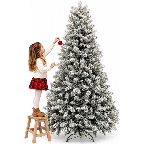 Albero di Natale Nebraska 240 cm Innevato Addobbo Natalizio Folto Foltissimo (1/5)