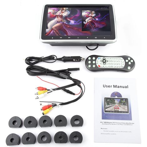 10.1 pouces TFT HD écran de téléviseur pour appuie-tête auto, lecteur DVD portable clipable, moniteur numérique de coussin (1/5)