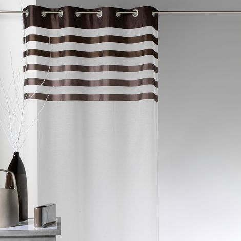 Voilage avec parement à rayures satinées Taupe 140x250 cm (1/2)