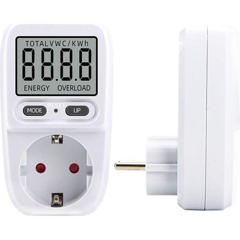 Wattmètre 230 V/16 A,Wattmètre prise compteur d'énergie, consommation d'énergie mètre Contrôleur de Consommation Electrique avec l'écran d'affichage à cristaux liquides, puissance maximum 3680W(1 pièc (1/5)