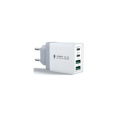 Cargador USB-C de 40 W, cargador rápido USB-C de 4 puertos para iPhone, adaptador multi-Power PD+QC de 3,1 A tipo C para iPhone 16 15 14 13 12 11 Pro Max X XS XR 8 7 6S Plus Mini SE, iPad, Samsung Gal