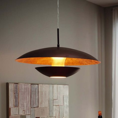 [GEBRAUCHT] B-Ware Eglo Hängeleuchte Nuvano LED Pendelleuchte Lampe dimmbar braun gold Ø 48 cm (1/2)