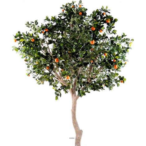 Oranger factice H280cm tronc naturel en pot avec Oranges L180cm