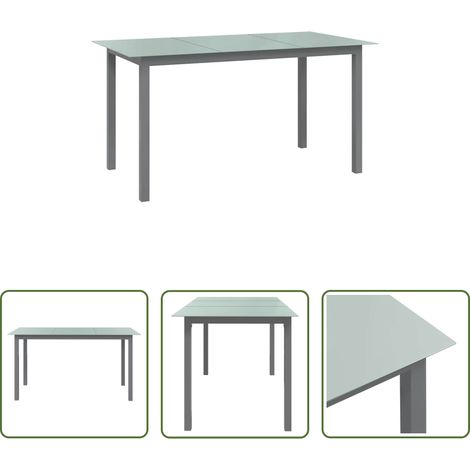 Gartenmöbel -  Gartentisch Hellgrau 150x90x74 cm Aluminium und Glas