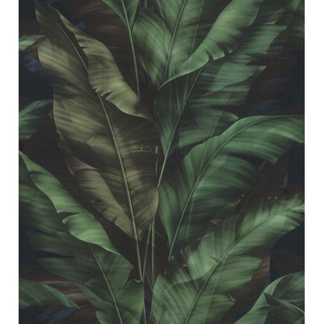 Papier peint autocollant Jungle Rio – Papier peint non tissé texturé vert avec feuilles de bananier tropicales – Pose facile sans colle avec technologie adhésive – 6 m x 0,53 m (1/5)