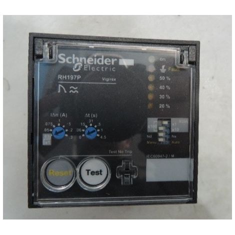 Relais de protection différentiel 1F 380V 415V CA réglable 30mA-3A format 72X72X92mm VIGIREX RH197P SCHNEIDER ELECTRIC 56508