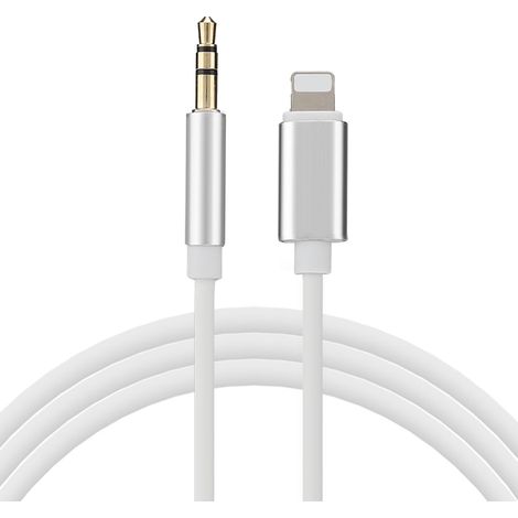 Câble audio 3.5mm Jack Aux, adaptateur pour haut-parleur voiture, téléphone, écouteurs, fiche argent blanc (1/5)