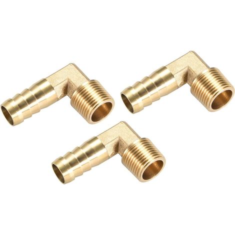 2 Paquet Laiton Tuyau Barbillon Raccords - 90 Degré Coude Laiton 12mm Barbelé Réducteur Appliquer à Eau Carburant (3/8 PT Mâle Tuyau) (1/5)