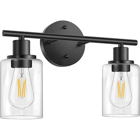 Luminaires de Salle de Bain,LumièRe de Vanité Noire Mate à 2 LumièRes,éClairage D'Appliques Murales Vintage,LumièRes Murales de Bain Modernes (1/5)