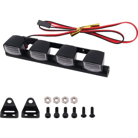 Barre lumineuse LED pour voiture télécommandée - Kit d'éclairage de toit RC 4 LED 100 mm pour voiture télécommandée 1/10 Monster Truck RC Crawler compatible avec 90046 (1/5)