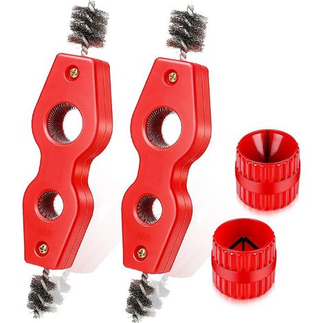 Juego de 4 herramientas de desbarbado y limpieza para tuberías de cobre y PVC y tubos flexibles de acero