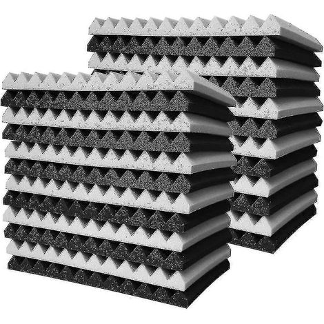 24 panneaux de mousse acoustique, dalles triangulaires pour studio, panneaux muraux pyramidaux insonorisants en mousse acoustique pour studio. (1/5)