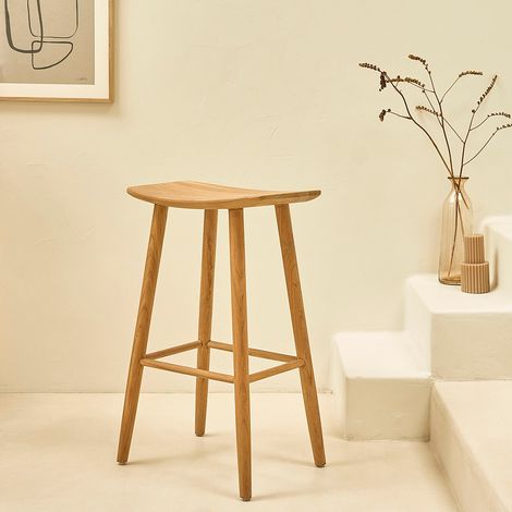 Tabouret en bois teck massif 75 cm (1/5)