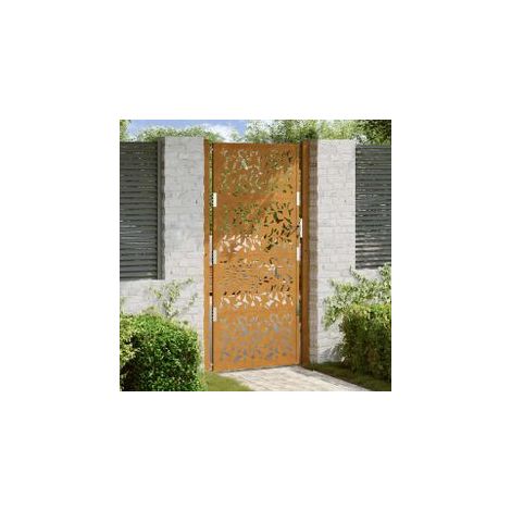 Porte de jardin acier résistant aux intempéries design feuilles (1/5)