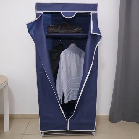 Armadio Guardaroba Mobile da Campeggio in Tessuto TNT Blu 70 x 45 x 160 cm (1/6)