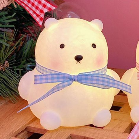 Veilleuse LED en forme d'ours mignon, éclairage doux et tamisé, lampe de chevet LED à économie d'énergie pour chambre à coucher ou dortoir (1/5)