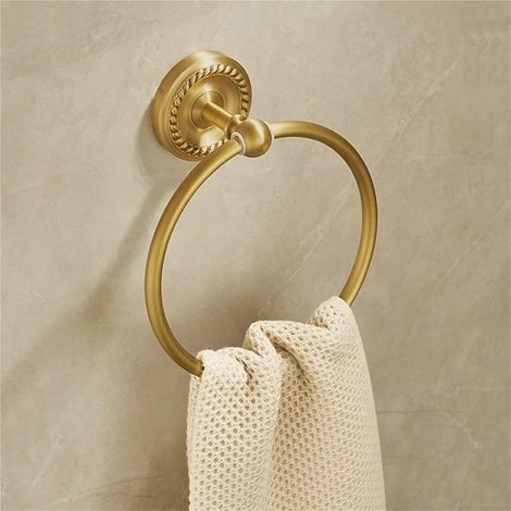 Hand Towel Ring Hand Bath Towel Holder Brushed Gold 18.5cm dia Stainless Steel Bathroom Modern Round Towelhanger Wall Mounted (1/4)