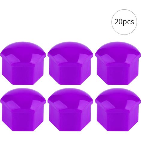 Lot de 20 capuchons de protection antivol pour vis et écrous de moyeu de roue auto 17 mm violet (1/5)