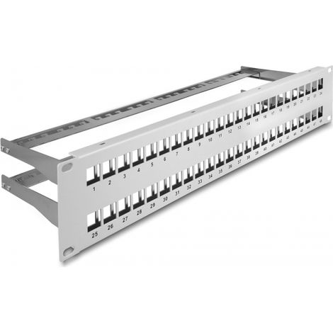 Delock patch panel keystone de 19 de 48 puertos con alivio de tensiÓn 2u gris