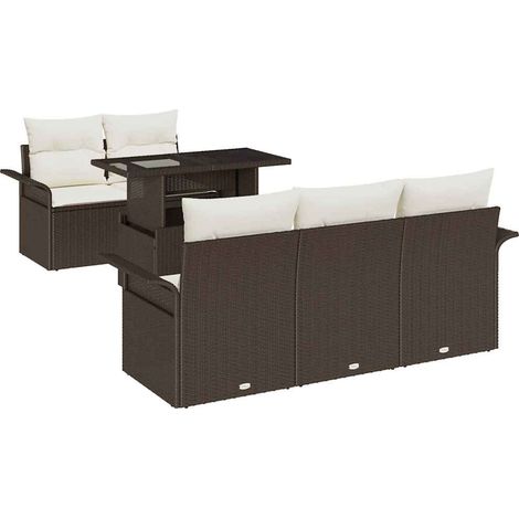 Maison Exclusive - Conjunto de sofá de jardín 6 pcs Marrón ratán