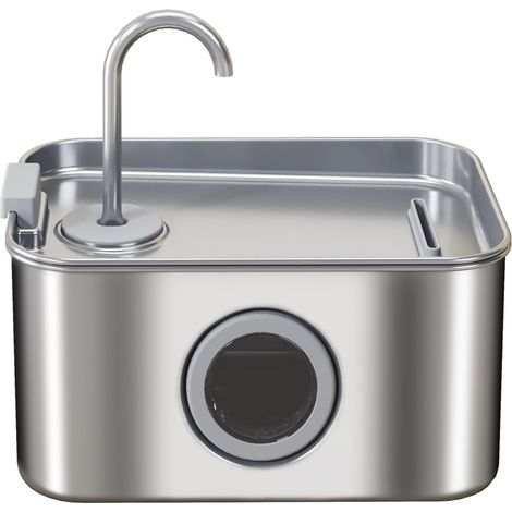 CHICFURN Fuente de agua para gatos 3,2 L de acero inoxidable plateado, bomba silenciosa (1/5)