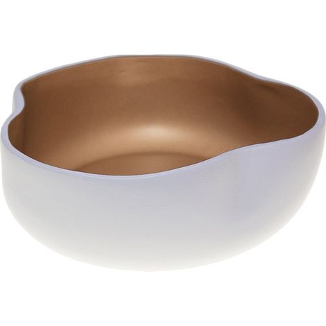Coupe à Fruits Décorative en Céramique pour Table et Cuisine Blanc et Doré 20 x 20 x 8 cm - PANGIVO (1/5)