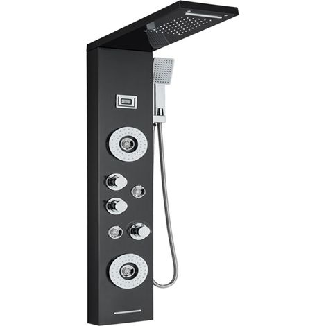 Ensemble de douche mitigeur thermostatique intelli Panneau de douche à lumière LED, ensemble de robinet de douche à affichage numérique cascade pluie, système de douche mitigeur de colonne de salle de (1/5)