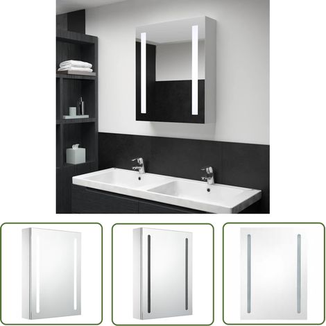 The Living Store Armoire de salle de bain à miroir LED 50x13x70 cm - Armoire De Salle De Bain - Meuble De Salle De Bain - Miroir LED - Éclairage LED - Vanity Unit (1/5)