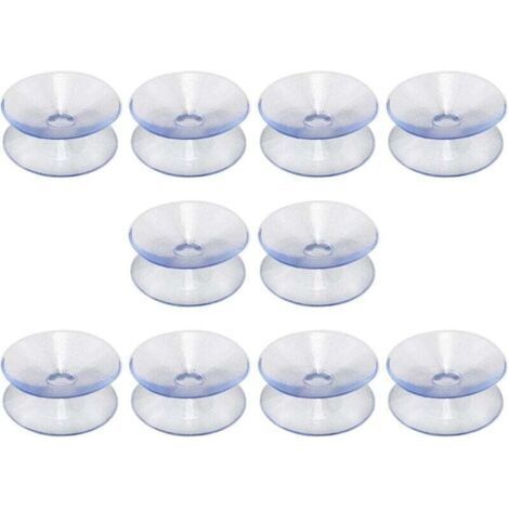 10 Pack Double Sided Silicone Suction Cups, Ulisem Table Top Suction Cup, Transparent Suction Cup Without Hooks, Compatible with Glass Top, Size: 35mm (1/4)