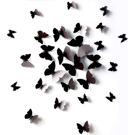 120 Pièces 3D Simulation Papillon Autocollant Mural,Aimants De Salon De Chambre Et Ensemble D'autocollants De Colle, Décor De Chambre D'enfants Noir-Fei Yu (1/5)