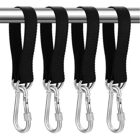 Swing Fixing Straps - 30 cm x 25 mm - High-Strength Polyester - Set of 4 - Black