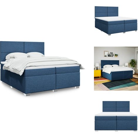 Boxspringbett mit Matratze Blau 200x200 cm Stoff - Boxspringbett - Doppelbett - Bettsofa - Schlafsystem - Blau (1/5)