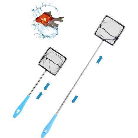 Teleskop-Fischernetz, Edelstahl, Nylon, verstellbare Netzgröße 31-61 cm, für Aquarienfische und Garnelen (1/5)