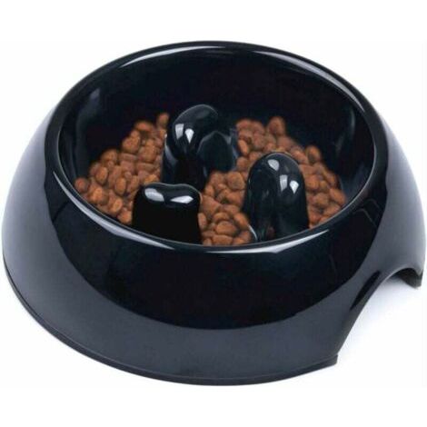 QORVA-Gamelle Anti Glouton pour Chien Chat, Gamelle Alimentation Antiderapante Qui Favorise Une Prise de Nourriture Plus Lente, Bol Mélamine Interactive Anti Ballonnements-Black-Fei Yu
