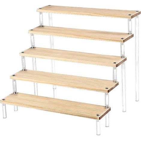 Leiterförmiger Präsentationsständer für Figuren, massiver Holzständer für Puppen, Cupcakes, Kosmetik und Schmuck (1/5)