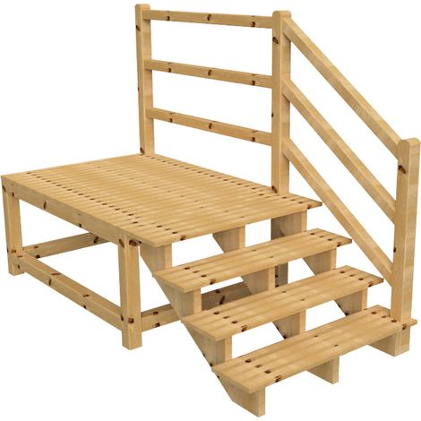 MILANO Außentreppe 4 Stufen H71 cm - Podest L189 x B120 cm - Treppengeländer rechts - Podestgeländer rechts