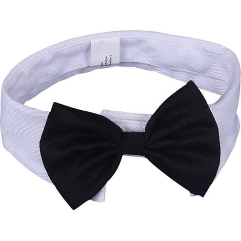 Pet Bow Tie Adjustable Pet Bow Tie Formal Dog Cat Costume Grooming Accessories for Puppy Small Dog Cat White Medium 31-36cm (1/4)