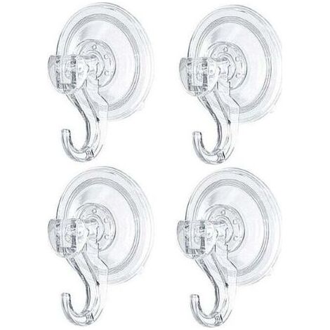 PA Lot de 4 Crochet Ventouse Mural, Crochet de Salle de Bain Plaque Porte Serviette Couronne Peignoir Manteau Torchon, Ustensile Plastique de Cuisine/Bureau Transparent, Support Puissant Bla
