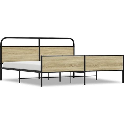 Maison Exclusive - Metallbett ohne Matratze Sonoma-Eiche 200x200