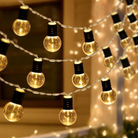 Guirlande lumineuse LED à piles - 20 LED -Blanc chaud - Mini ampoule - Pour intérieur, chambre, fête- Fonctionne avec piles - Décoration de Noël (1/5)
