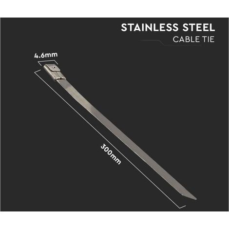 Fascetta di fissaggio v-tac acciaio inox 4,6x300mm 100 pezzi - 11190