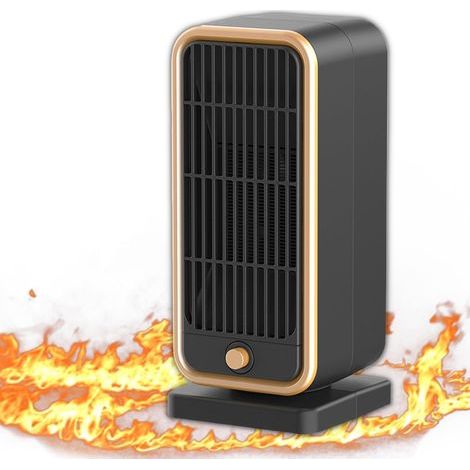 Portable fan heater with overheat and tip-over protection for bedroom, office and indoor use (black) (1 piece) (1/5)