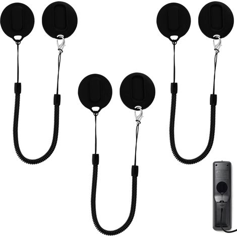 Lot de 3 Supports Magnétiques pour Télécommandes avec Câble de Sécurité, Support Mural Autocollant pour Télécommandes Télévision et Projecteur avec Cordon Rétractable (1/5)