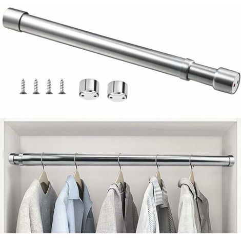 Ausziehbare Kleiderschrankstange aus Edelstahl, 33 cm bis 51 cm, verstellbare Teleskop-Gardinenstange, korrosionsbeständig, ausziehbares Kleiderschrankrohr